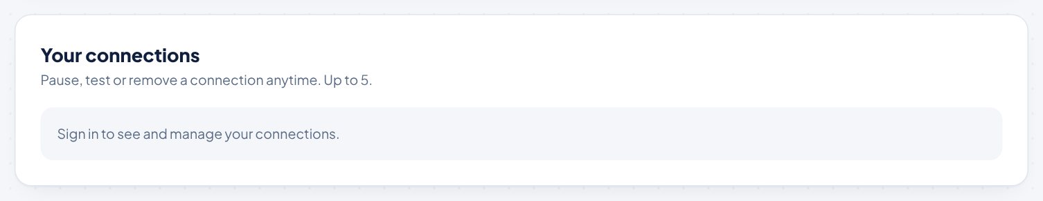 The Your connections section on the Integrations page