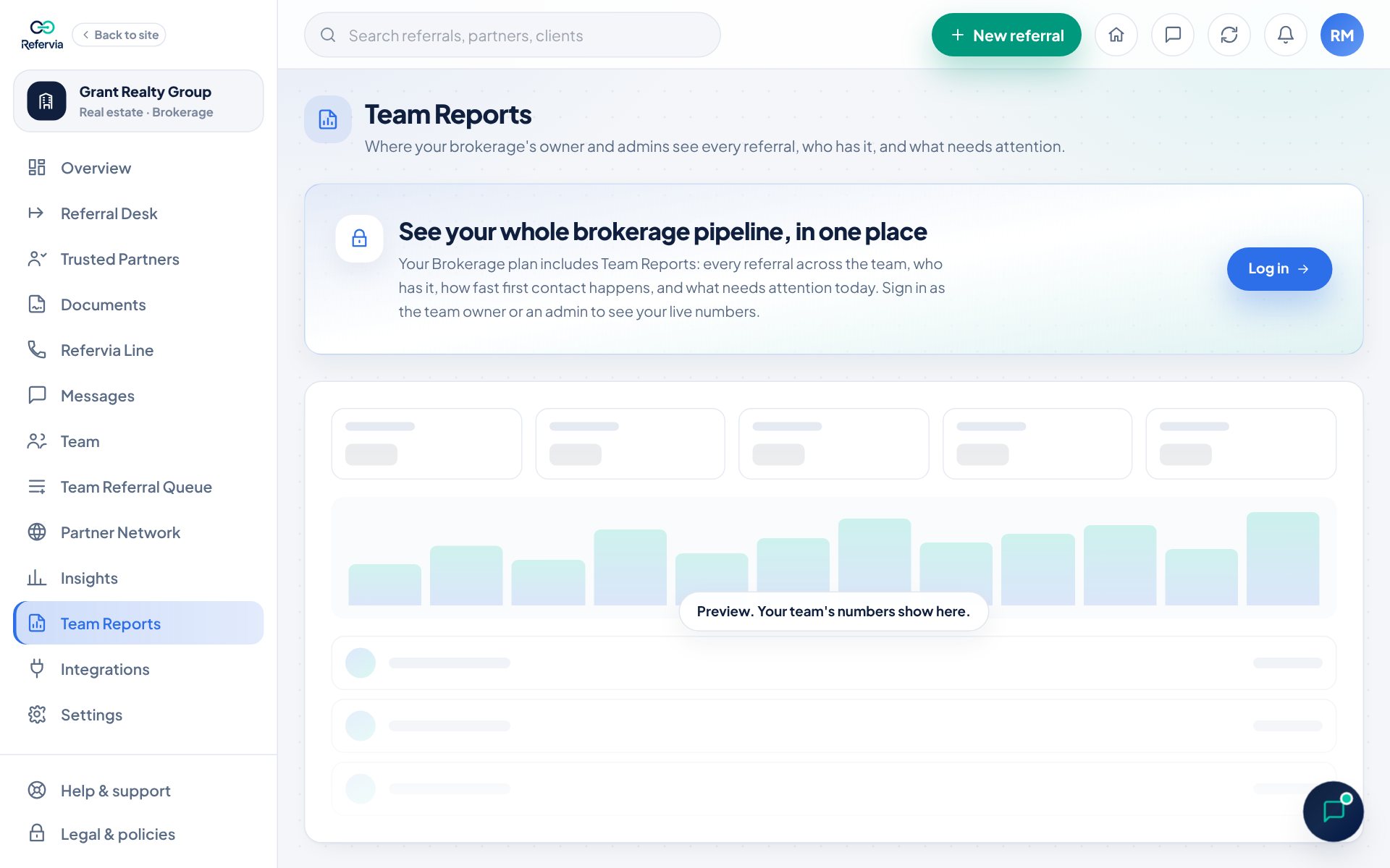 Team Reports on a Brokerage plan